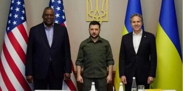 دیدار وزرای دفاع و خارجه آمریکا با رئیس جمهور اوکراین/زلنسکی: دوستی‌مان از همیشه “قوی‌تر” است