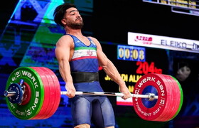 وزنه‌بردار المپیکی ایران در محاصره رقیبان گردن کلفت